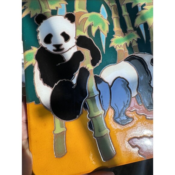 1984 Arius Santa Fe Art Tile PANDAS #4503 8”x8” Italy Tile Trivet RARE - Picture 5 of 7